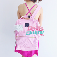Light Pink Anello Polyester Canvas Backpack Rucksack Regular Size